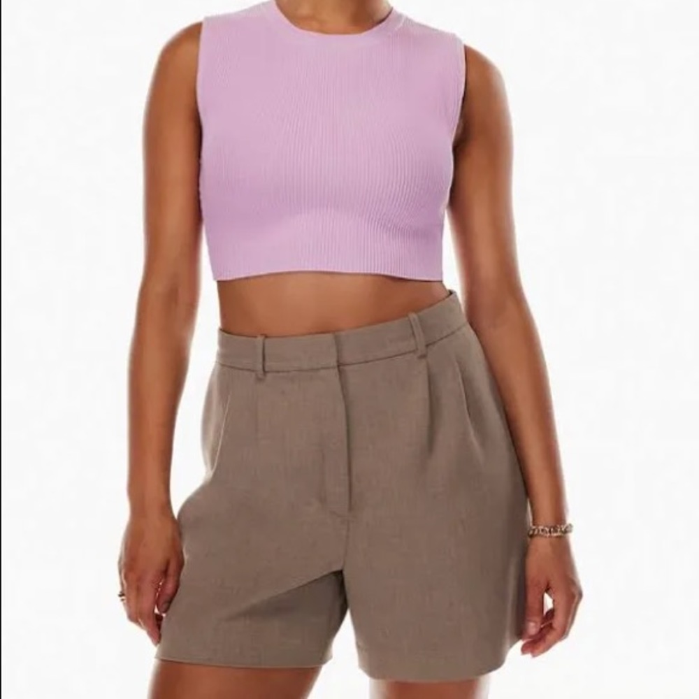 ARITZIA - Babaton High Waisted Pleated Shorts Tan Size 12